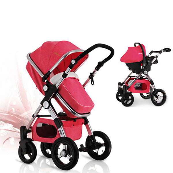 Baby Stroller 3 in 1 with Car Seat For Newborn High View Pram Folding Baby Carriage Travel System
