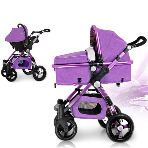 Baby Stroller 3 in 1 with Car Seat For Newborn High View Pram Folding Baby Carriage Travel System