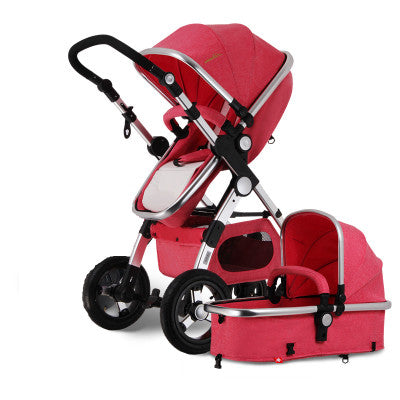 Super Luxury Baby Stroller 2 In 1 High Landscape Seat Stroller (Sleeping Basket ) High Quality Inflatable Rubber Wheels