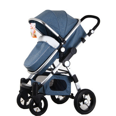 Super Luxury Baby Stroller 2 In 1 High Landscape Seat Stroller (Sleeping Basket ) High Quality Inflatable Rubber Wheels