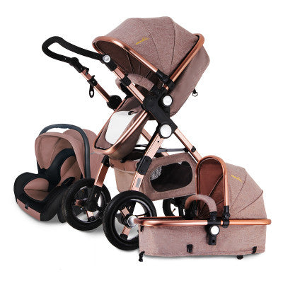 Super Luxury 0-3 Years Baby Stroller Can Sit Can Lie to Sleep High Landscape Kids Car Seat High Quality Inflatable Rubber Wheels