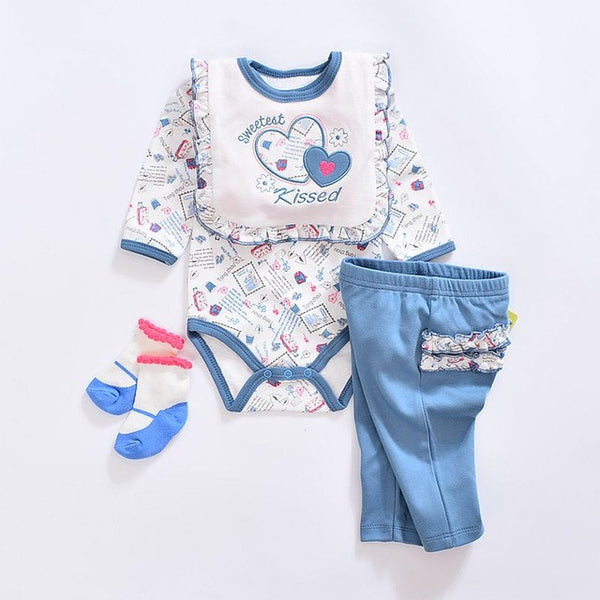 IYEAL 2017 Brand Baby Clothes Newborn bodysuit + Pant +Bib +Socks Cotton Cartoon Boy Girl Clothing Set Next Infant Baby Costume