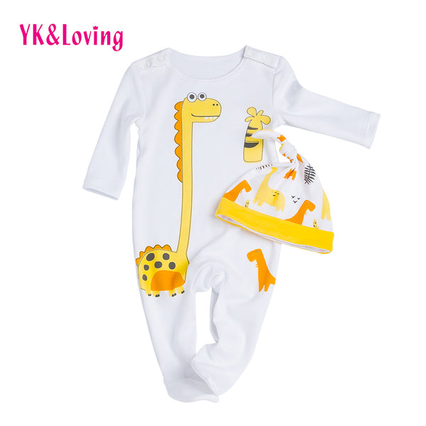 Dinosaur Pattern Baby Bodysuit for Newborn 100% Cotton Boy&Girl Romper White Baby Clothes High Quality Soft Material Clothing