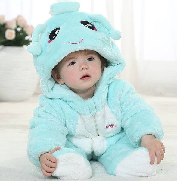 12 Constellation High quality Newborn Infant baby clothing boy girl costume Cartoon Animals bodysuit flannel baby clothes HK478