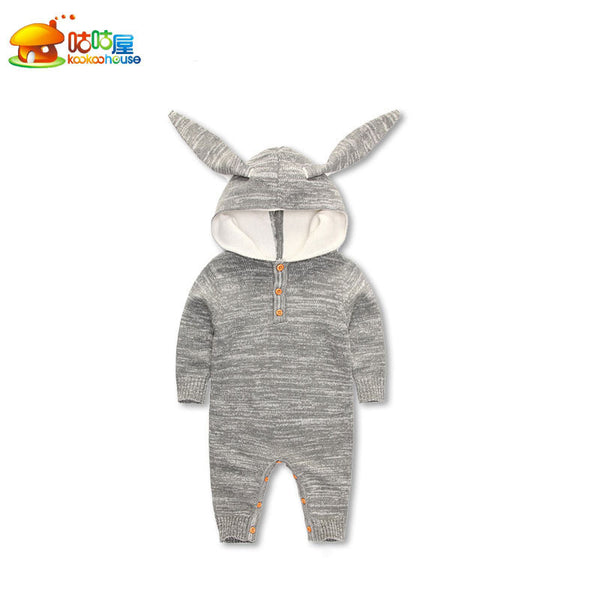 KIKIKIDS Baby Boys& Girls Rabbit & Deer Pattern BodySuit with Long Sleeve & Hat, Kids Long Sleeve Jumpsuit, price only for 1pcs