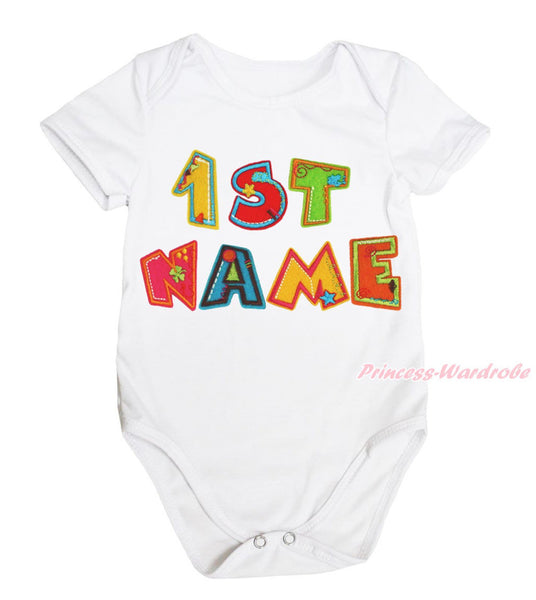 Personalize Custom 1ST Birthday Baby Name Girl White One Piece Bodysuit NB-12M MAJPA0050