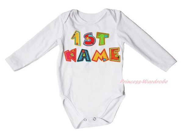 Personalize Custom 1ST Birthday Baby Name Girl White One Piece Bodysuit NB-12M MAJPA0050